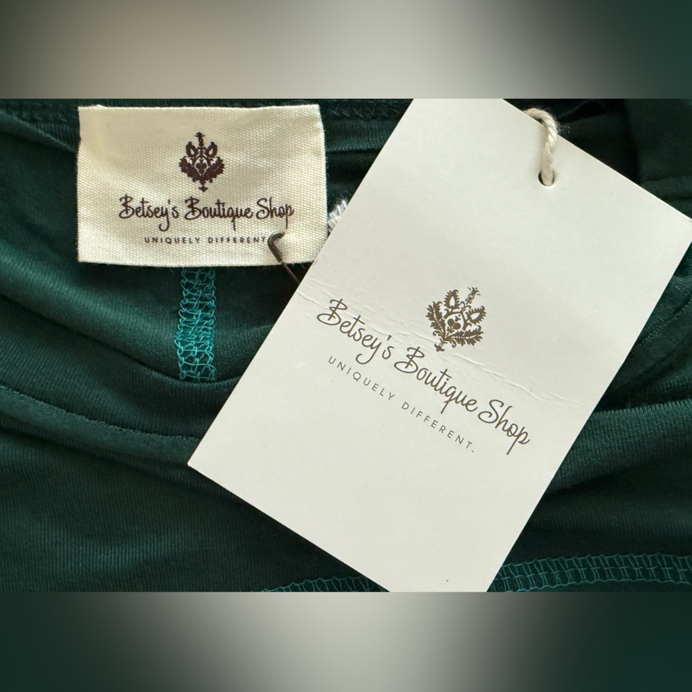 Floral Stripe Raw Stitched Tee - Forest Green - Picture 4 of 6